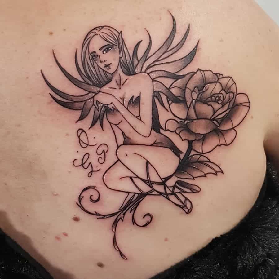 French Traditional Flash Fairy Tattoo
