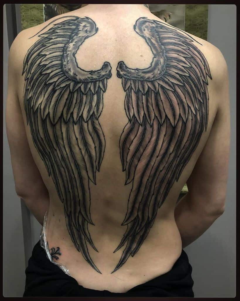 Angel tattoo black 80 Cutest