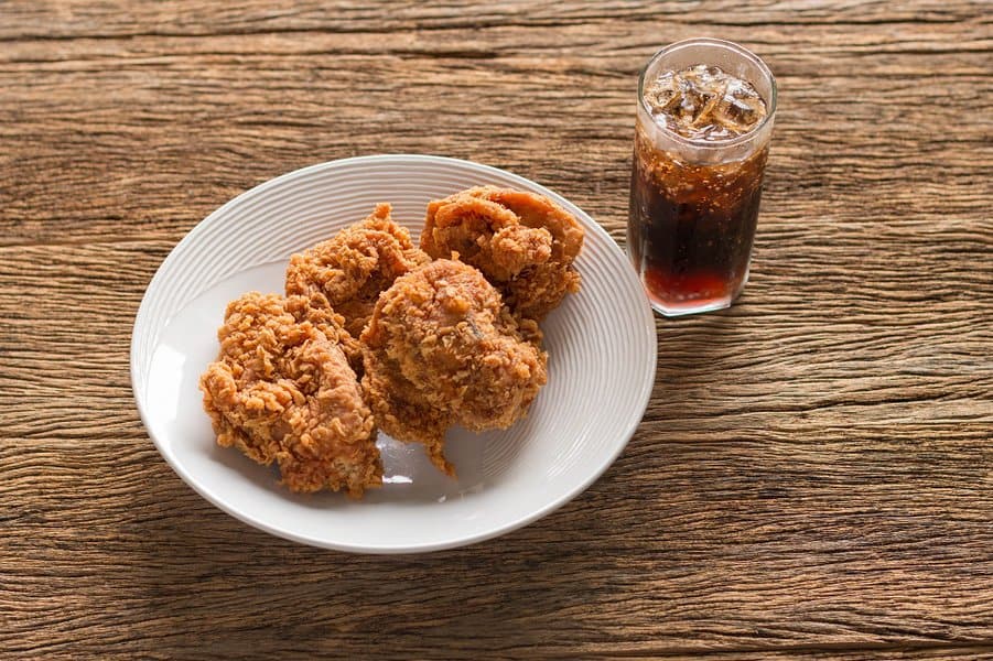 fried chicken with coca cola drink