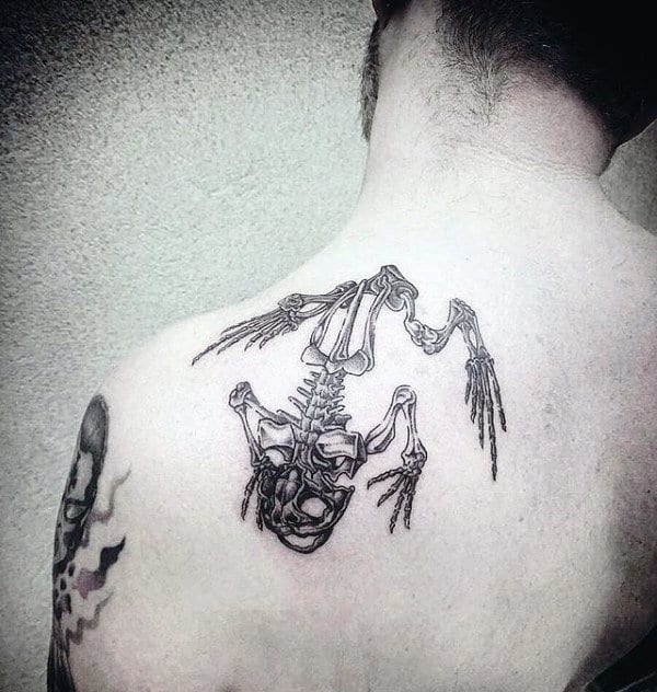 Frog Skeleton Mens Shoulder Tattoos