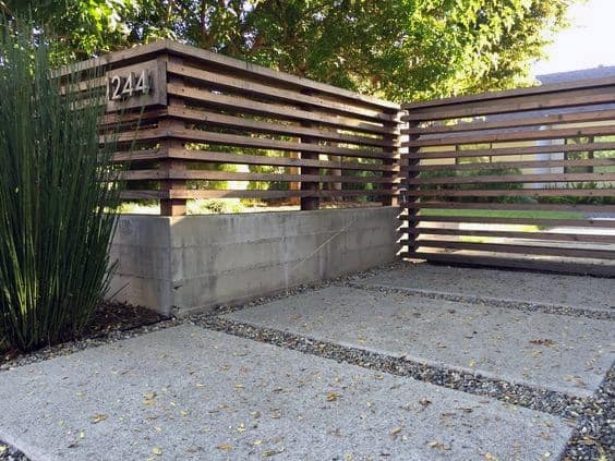 Front Yard Exterior Designs Concrete And Wood Fence