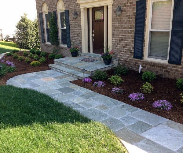 Front Yard Outdoor Ideas For Flagstone Walkway