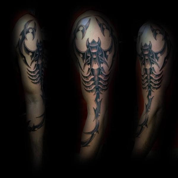 Full Arm Amazing Scorpio Guys Tattoo
