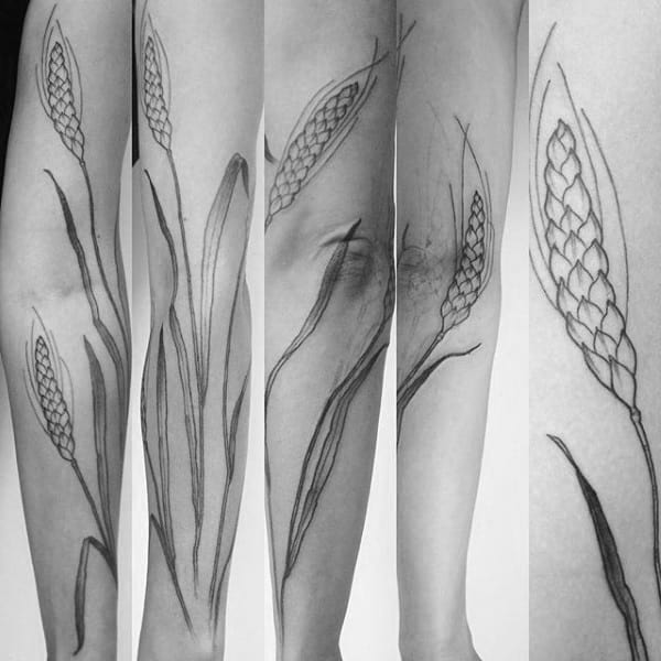 Full Arm Guys Wheat Stalk Tattoos