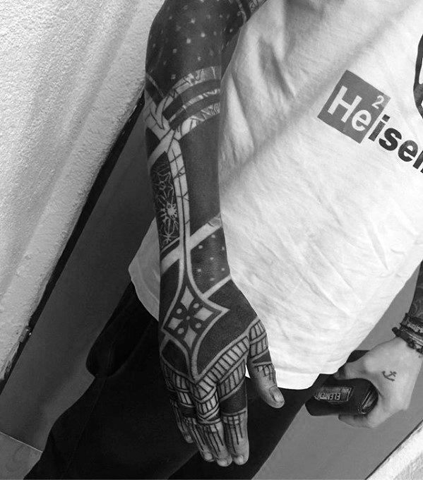 Full Arm Sleeve Blast Over Tattoo Designs For Guys