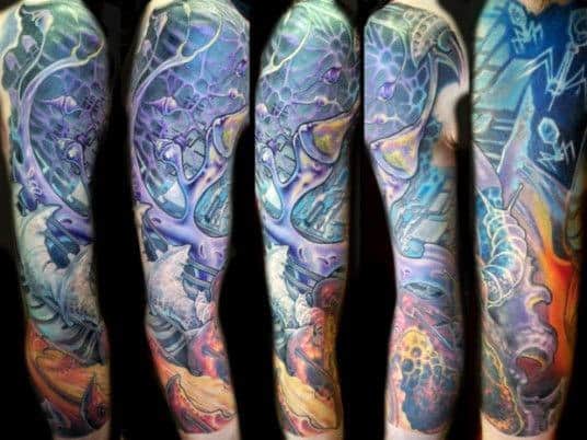 Full Arm Sleeve Incredible Neuron Tattoos For Men
