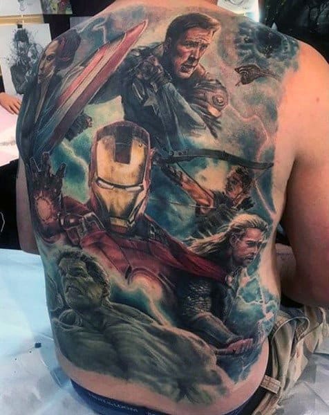 Full Back 3d Iron Man Guys Tattoos