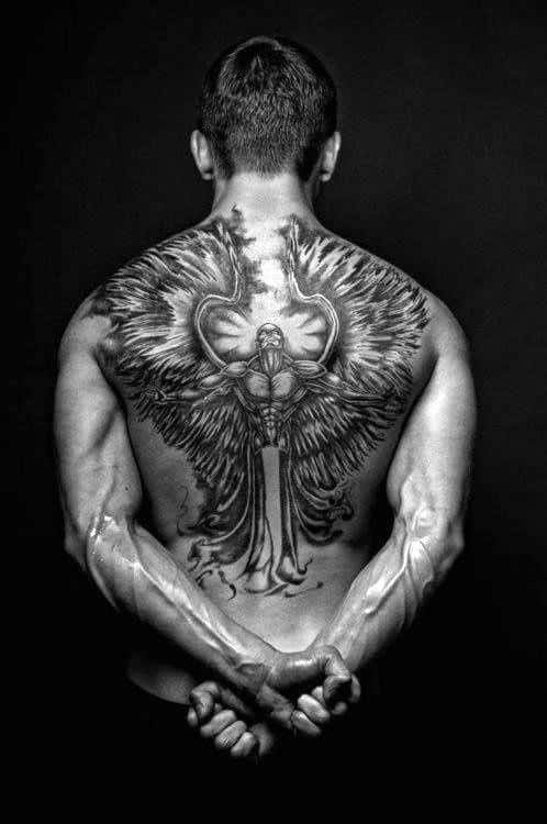 Full Back Angel Wings Tattoos For Men