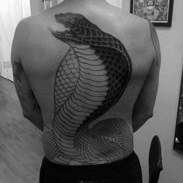 Full Back Cobra Black Ink Guys Tattoos