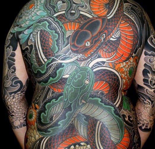 Full Back Cobra Snake Men's Tattoos