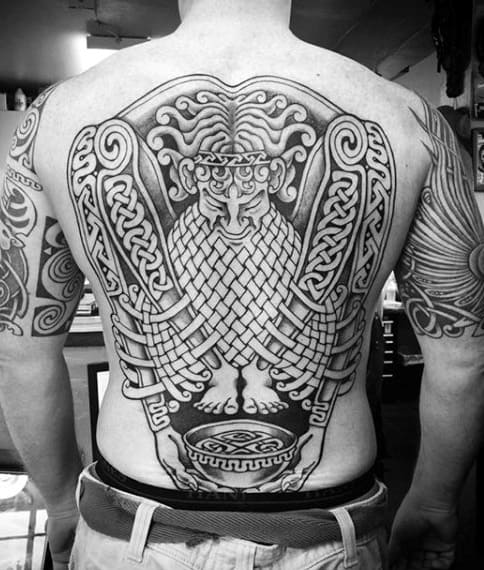Full Back Cool Celtic Knot Mens Tattoo Ideas