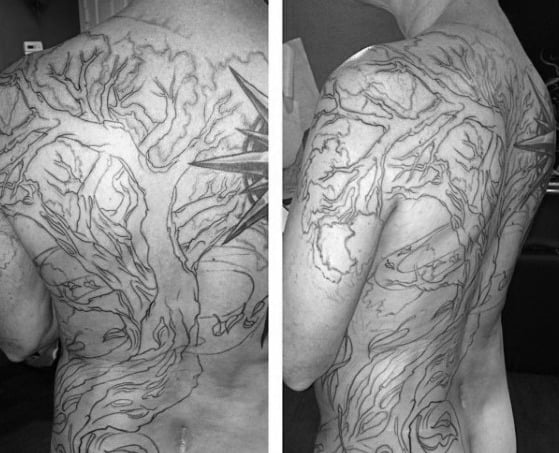 Full Back Incredible Olive Tree Tattoos For Men