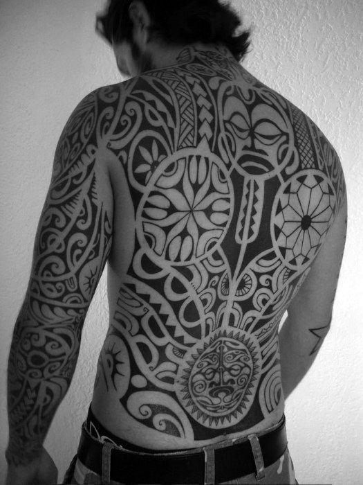 Full Back Maori Male Tattoos