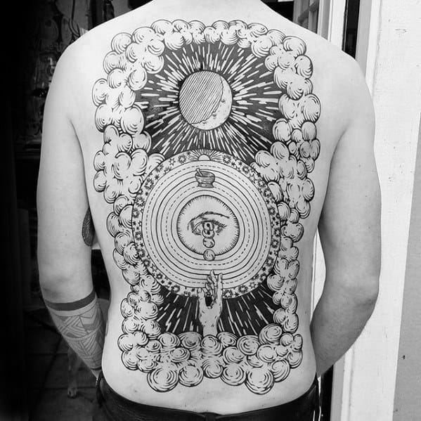 Full Back Themed Tarot Mens Tattoo Ideas