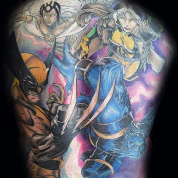 Full Back Wolverine Themed Mens Tattoos