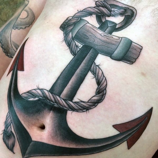 Full Chest Detailed Mens Traditional Anchor Tattoo Designs