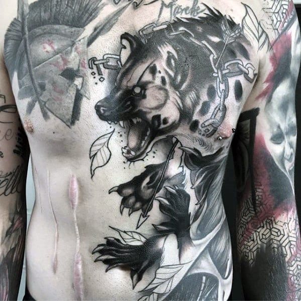 5. Chest Hyena Tattoos.