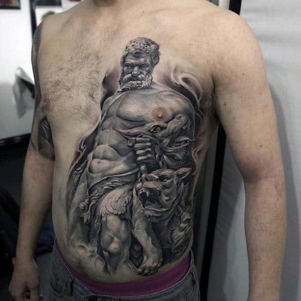 Full Chest Mens Hercules Tattoo Ideas