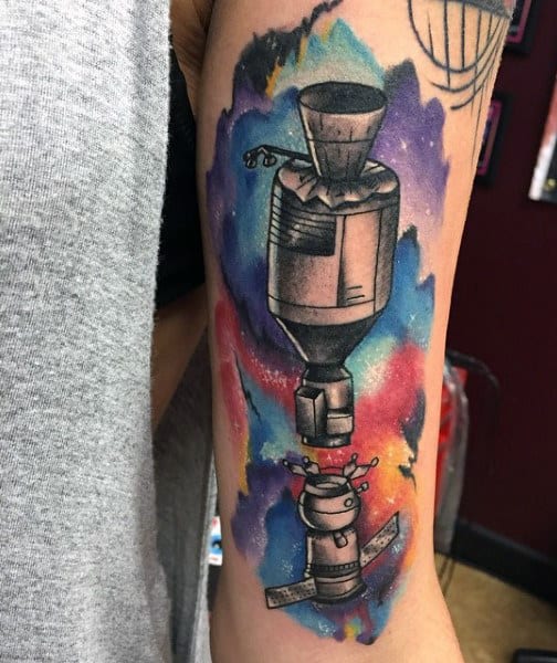 Full Color Arm Tattoo With Stars For Men