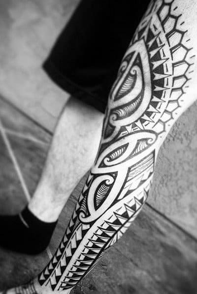 Full Leg Tattoo Design Tribal Male Tattoo Ideas