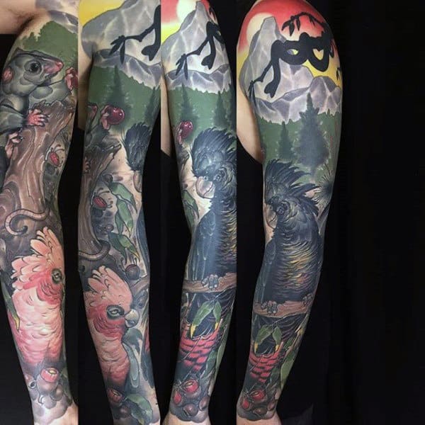 Full Sleeve Animal Themed Mens Tattoos
