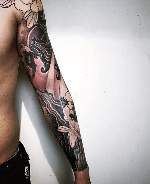 Full Sleeve Chinese Themed Male Tattoo Designs