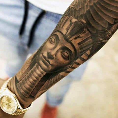 Full Sleeve Egyptian Pyramid Male Tattoo