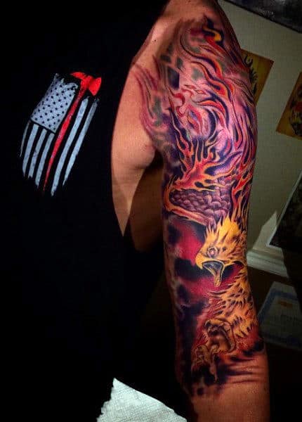 Full Sleeve Guy's Phoenix Tattoo Ideas