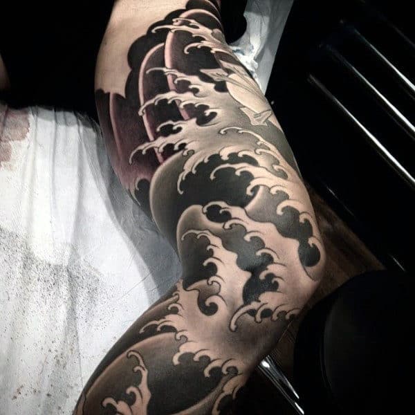 Full Sleeve Japanese Water Tattoos For Men
