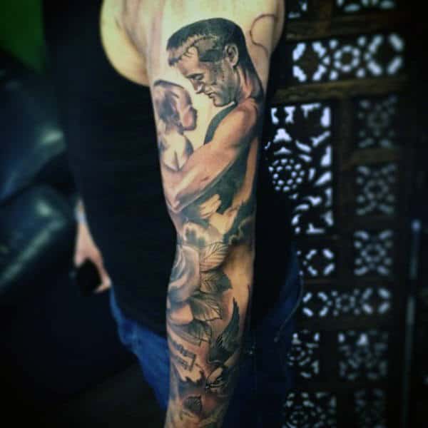 Full Sleeve Man With Manly Father And Son Tattoos
