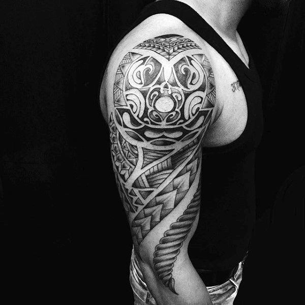 Full Sleeve Maori Tattoos For Guys