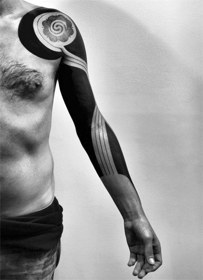 Full Sleeve Mens Abstract Blackwork Tattoo Ideas