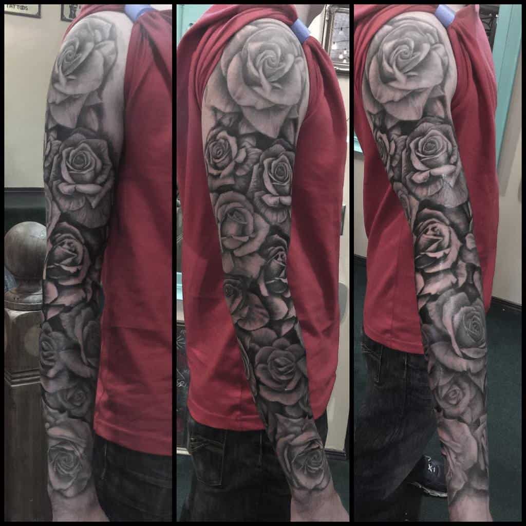 full sleeve rose sleeve tattoos caleb.voorhees