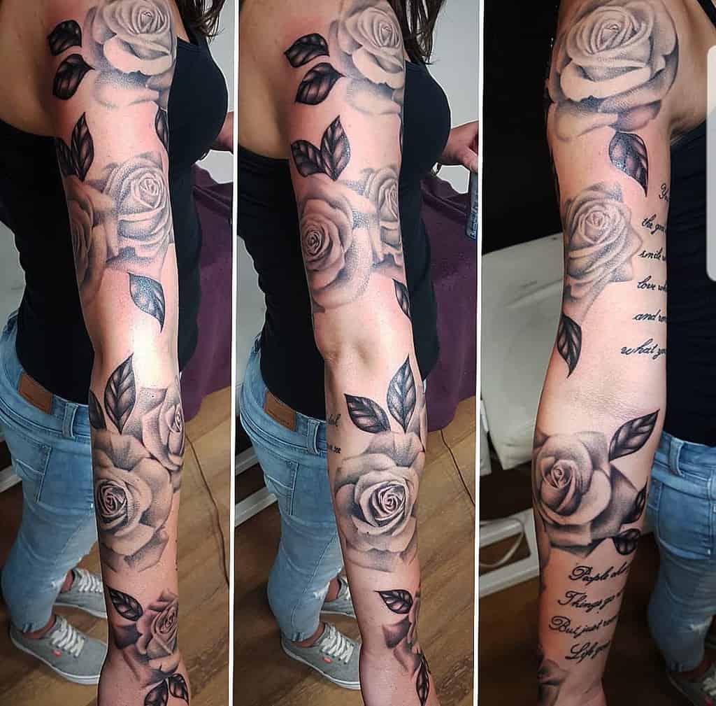 full sleeve rose sleeve tattoos csc_rebelle