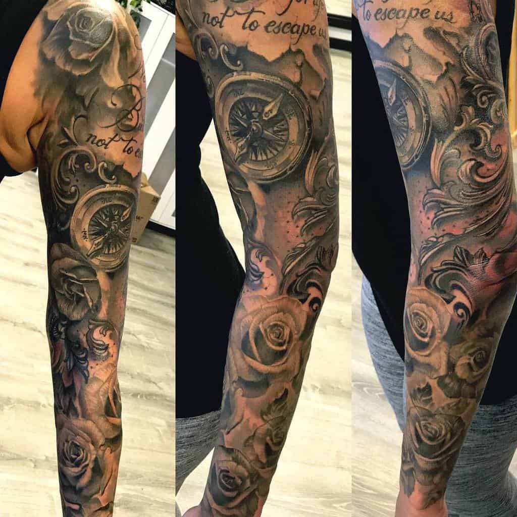 full sleeve rose sleeve tattoos oceancitytattoo