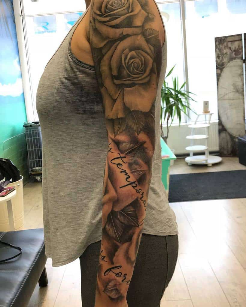 full sleeve rose sleeve tattoos saara_eveliina