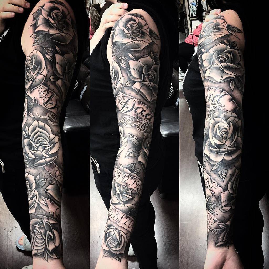 full-sleeve-rose-sleeve-tattoos-serenatattoos