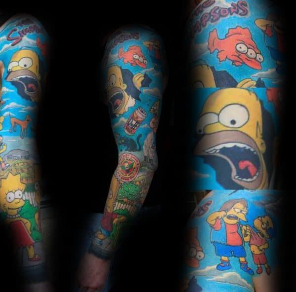 Full Sleeve Simpsons Tattoo Designs For Men
