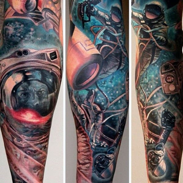 Full Sleeves Mens Impressive Astronaut Tattoo