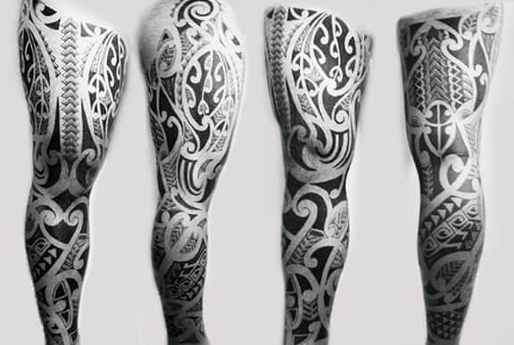 Full Tribal Leg Sleeve Tattoos For Guys