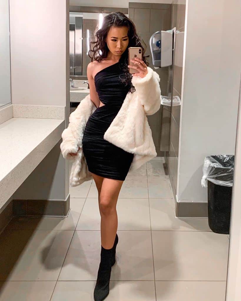 Fur Coat Black Sexy Dress