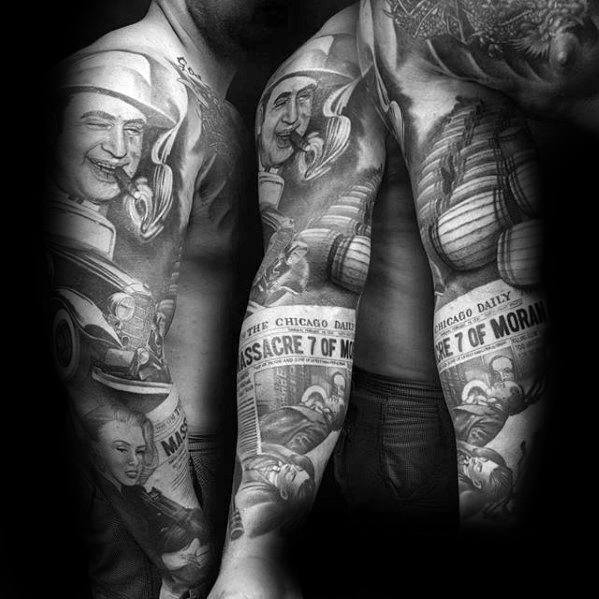 Gangster Themed Sleeve Guys Coolest Tattoos