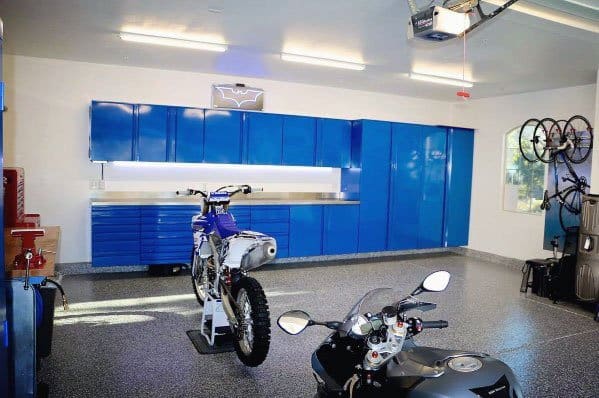 blue garage cabinet