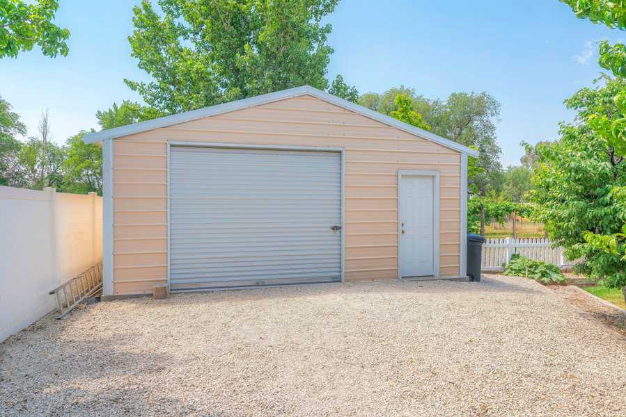 beige garage shed