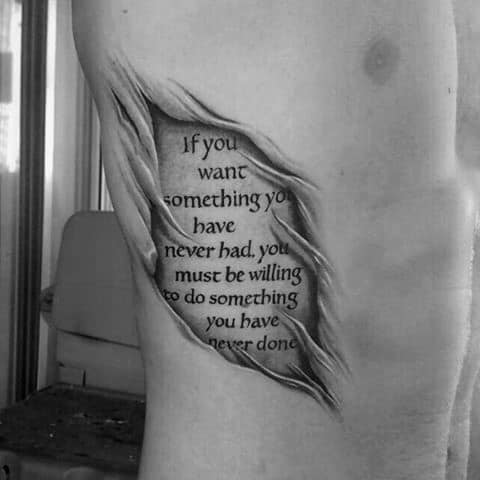 40 Rib Quote Tattoo Designs For Men - Reminder Ink Ideas