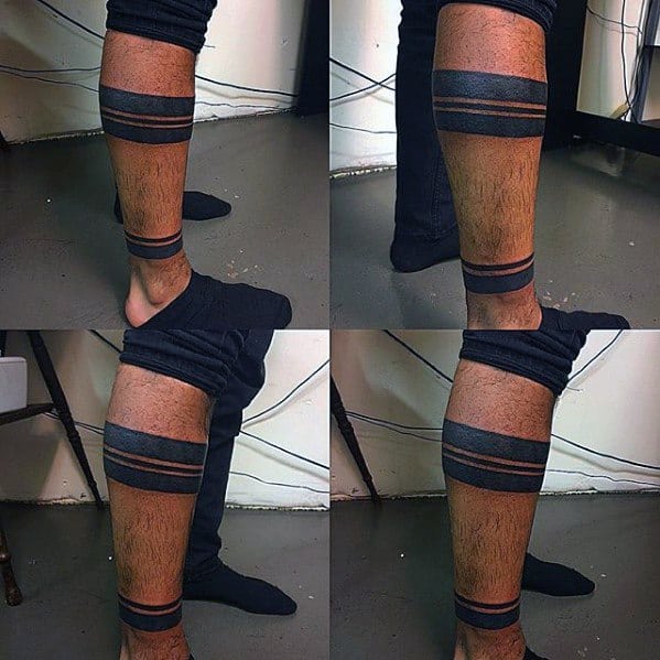 Gentleman With Blackwork Ankle Band Tattoo