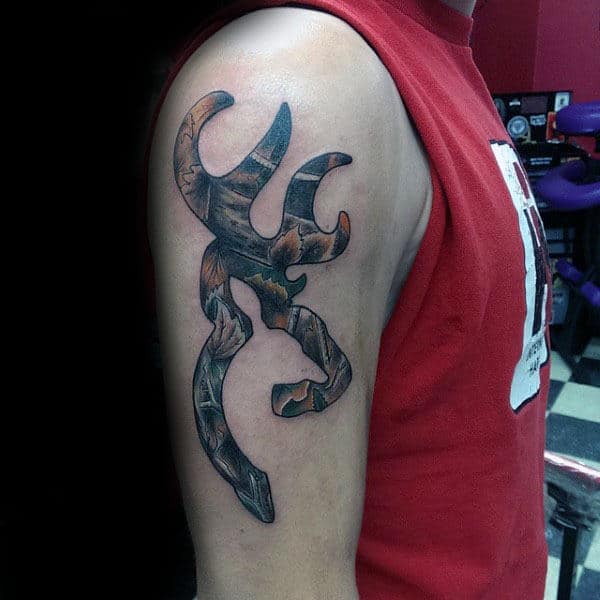 Gentleman With Browning Upper Arm Camo Tattoo