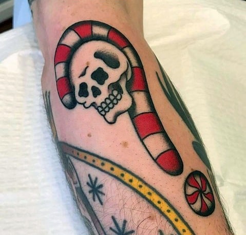 Gentleman With Candy Tattoo Candy Cane Skull