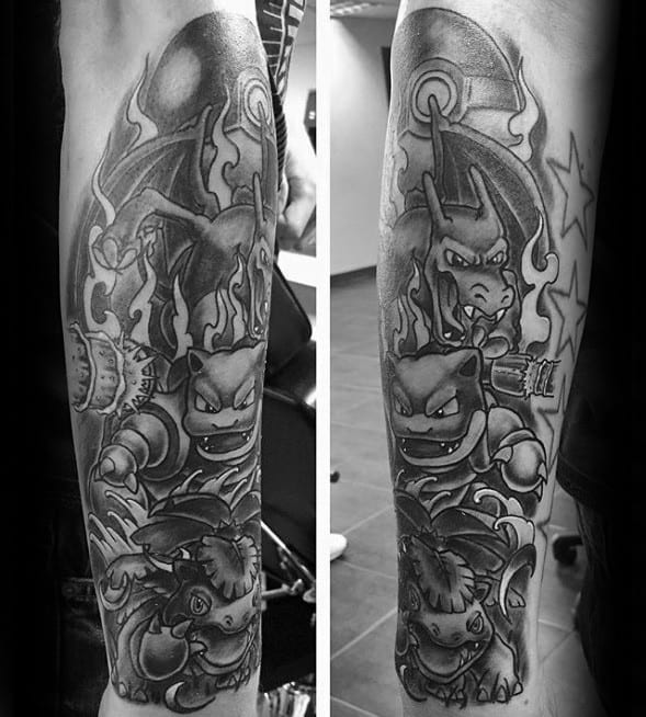 Charizard tattoo black and white
