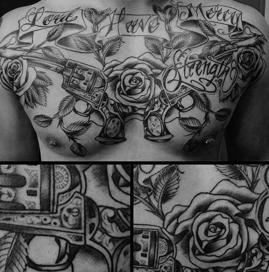4. Chest Guns And Roses Tattoos.